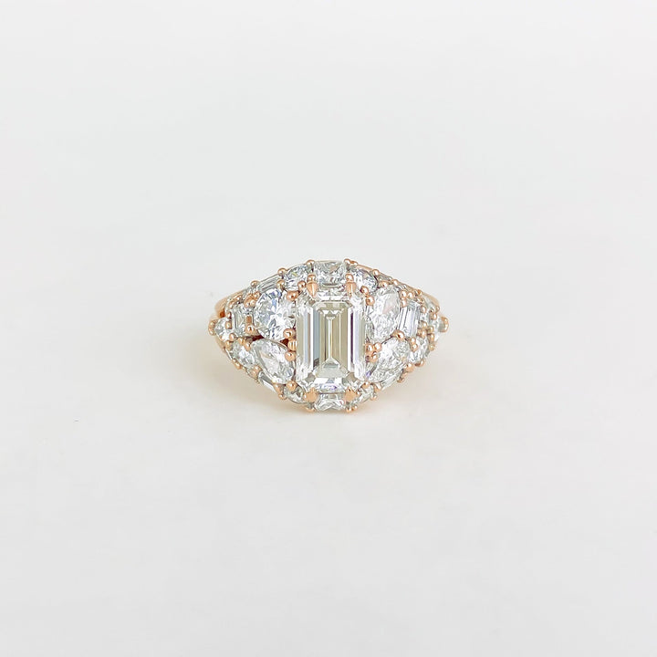 1.0CT-2.0CT Emerald Cut Lab Grown Diamond Cluster Engagement Ring