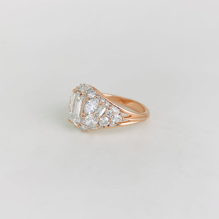 1.0CT-2.0CT Emerald Cut Lab Grown Diamond Cluster Engagement Ring