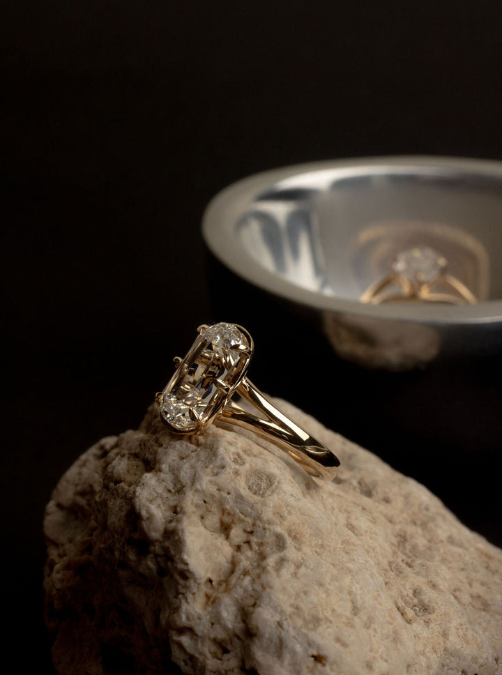 3.70CT Scissor Cut Elongated Cushion F-VS Lab Grown Diamond Unique Wedding Ring Set