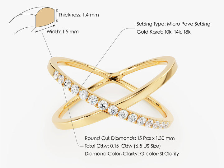 Round Cut Criss Cross CVD EF/VVS Diamond Wedding Band