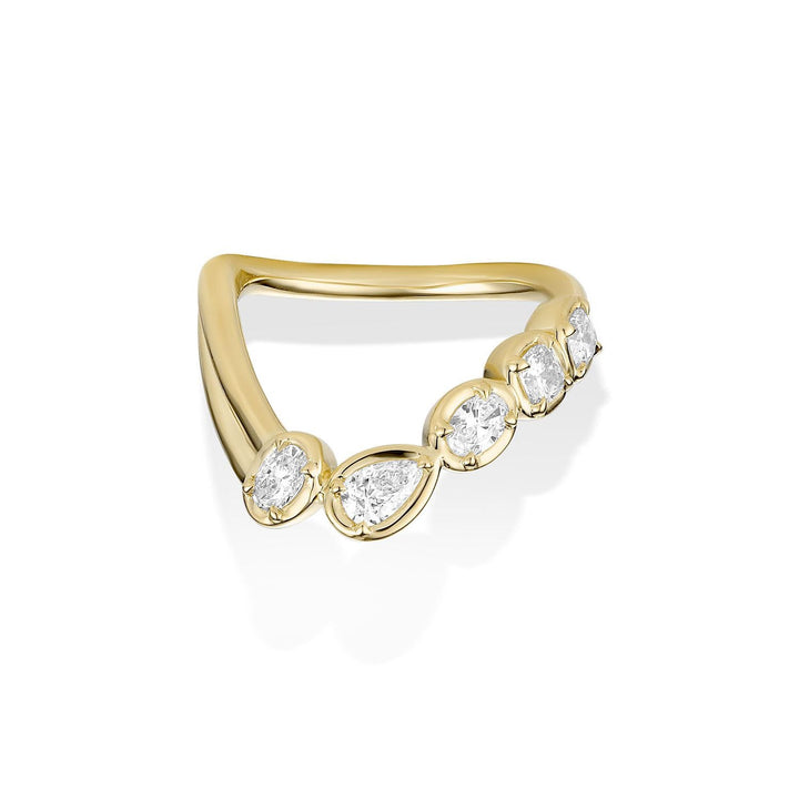 Pears, Oval and Cushion Diamond CVD EF/VVS Unique U Shape Wedding Band