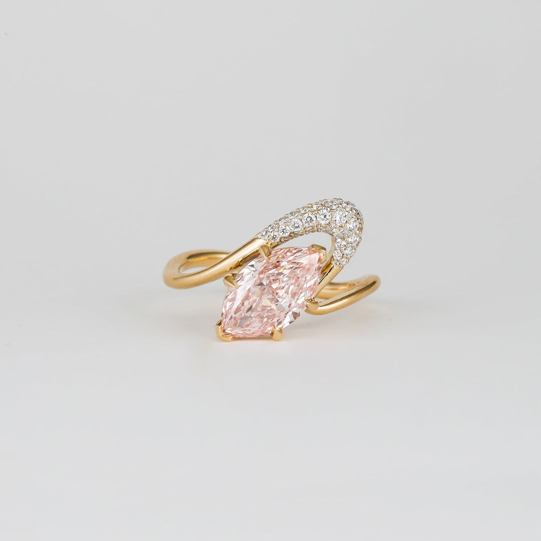 1.50CT-2.50CT Pink Marquise Lab Grown Diamond Unique Engagement Ring