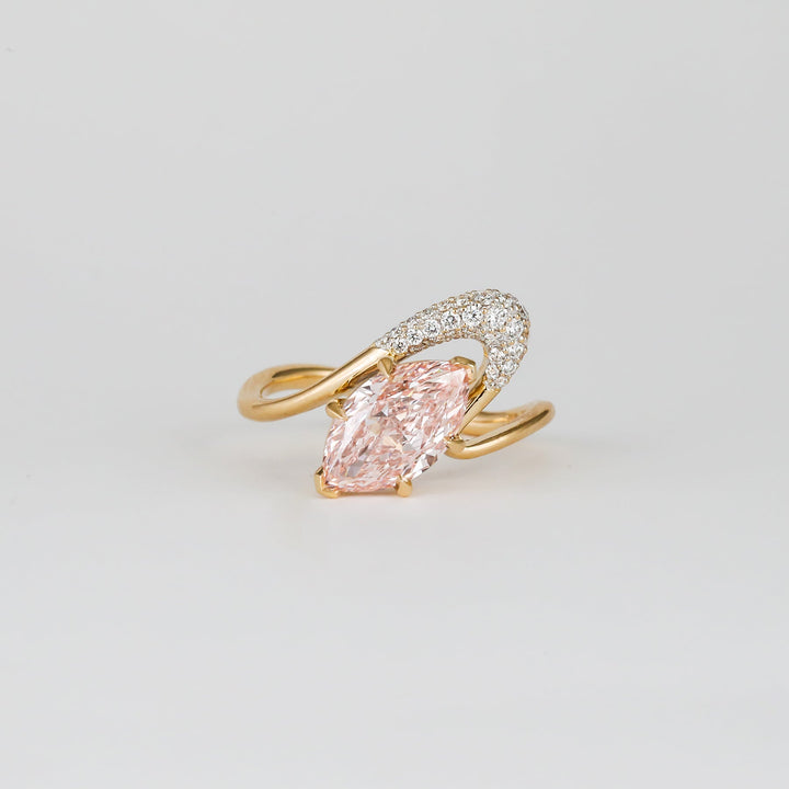 1.50CT-2.50CT Pink Marquise Lab Grown Diamond Unique Engagement Ring