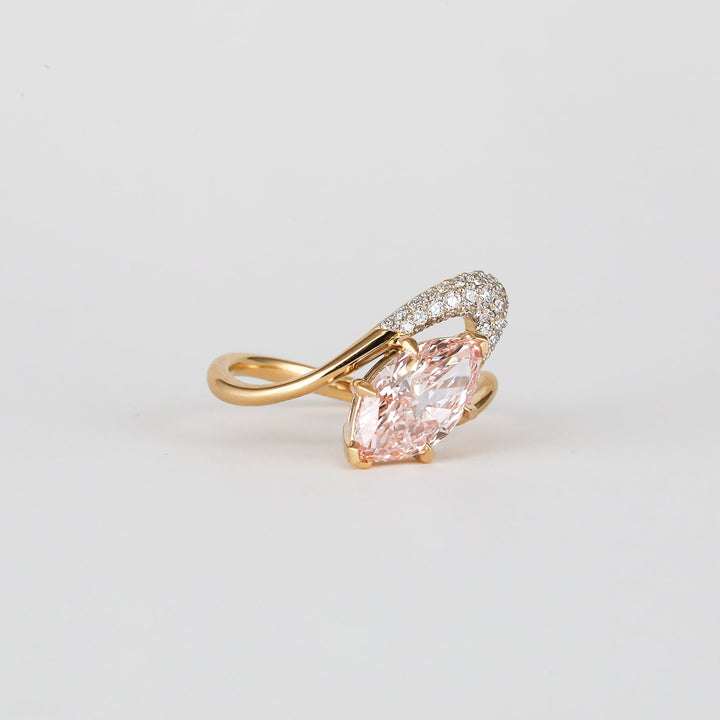 1.50CT-2.50CT Pink Marquise Lab Grown Diamond Unique Engagement Ring