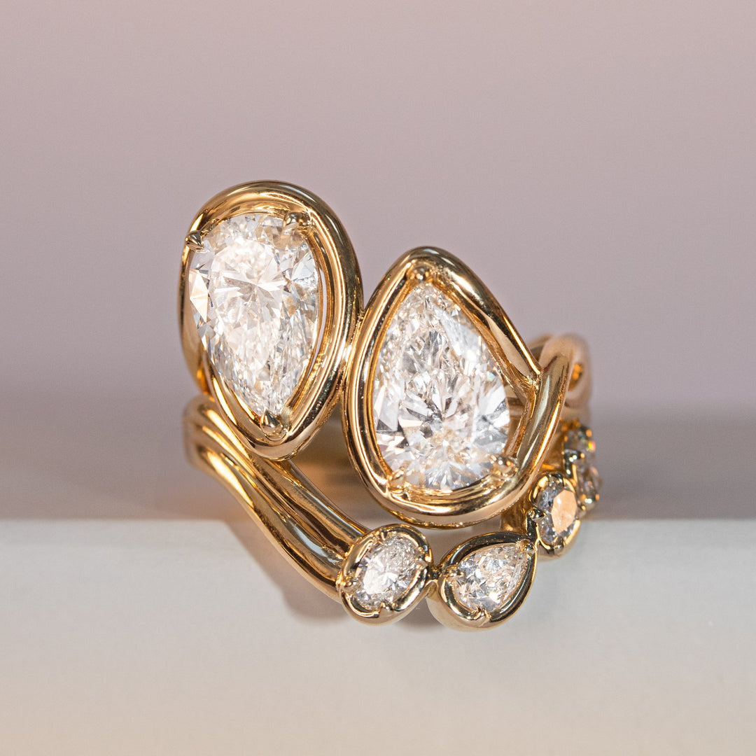 Pears, Oval and Cushion Diamond CVD EF/VVS Unique U Shape Wedding Band