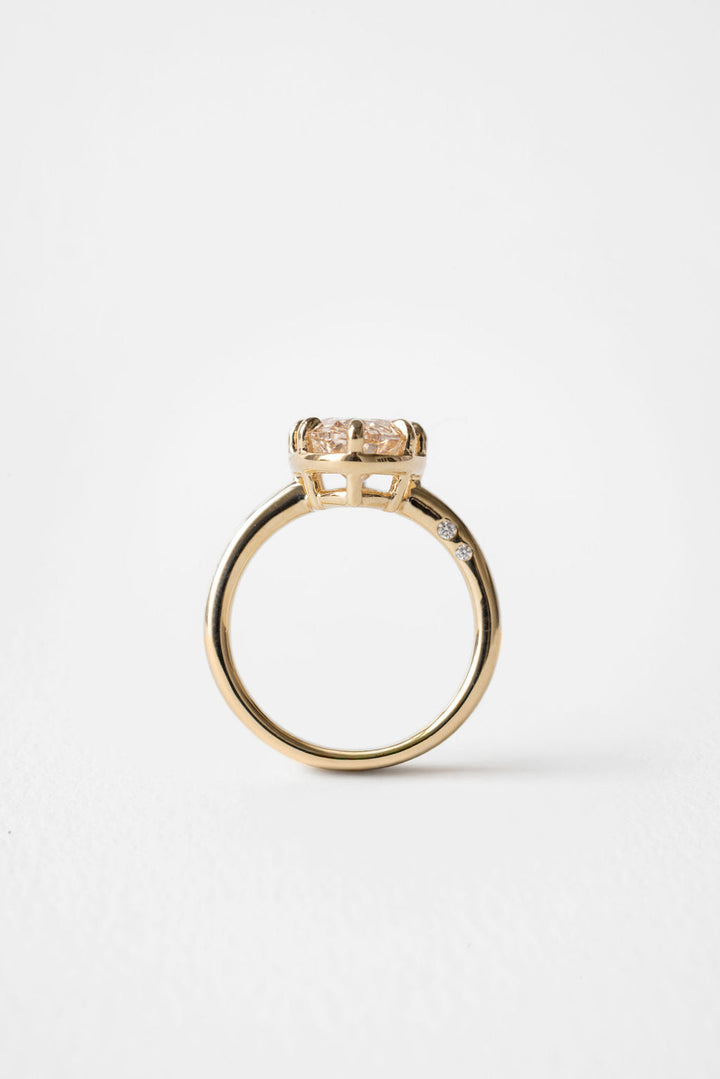 3.0CT Antique Cut Moval F-VS Lab Grown Unique Claw Diamond Bridal Ring Set