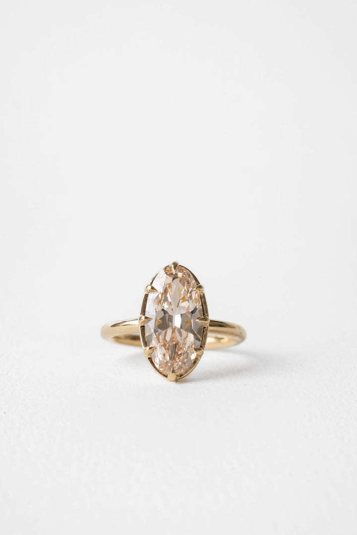 3.0CT Antique Cut Moval F-VS Lab Grown Unique Claw Diamond Bridal Ring Set