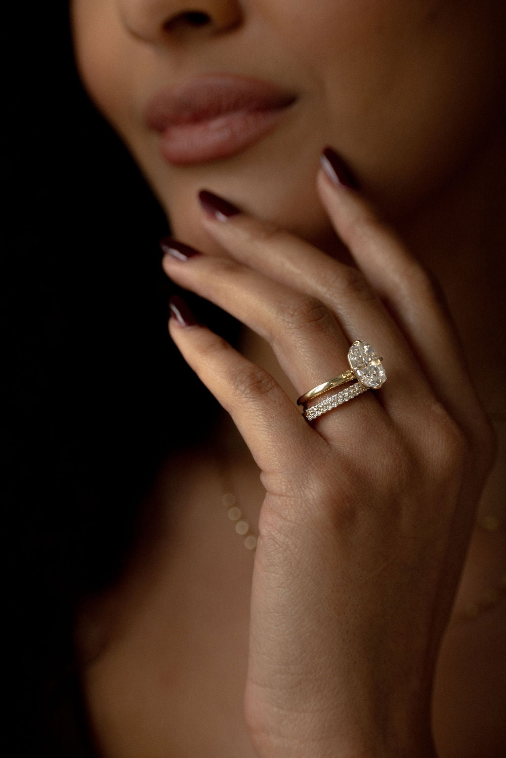 5.0CT Elongated Cushion F-VS Lab Grown Solitaire Diamond Bridal Ring Set