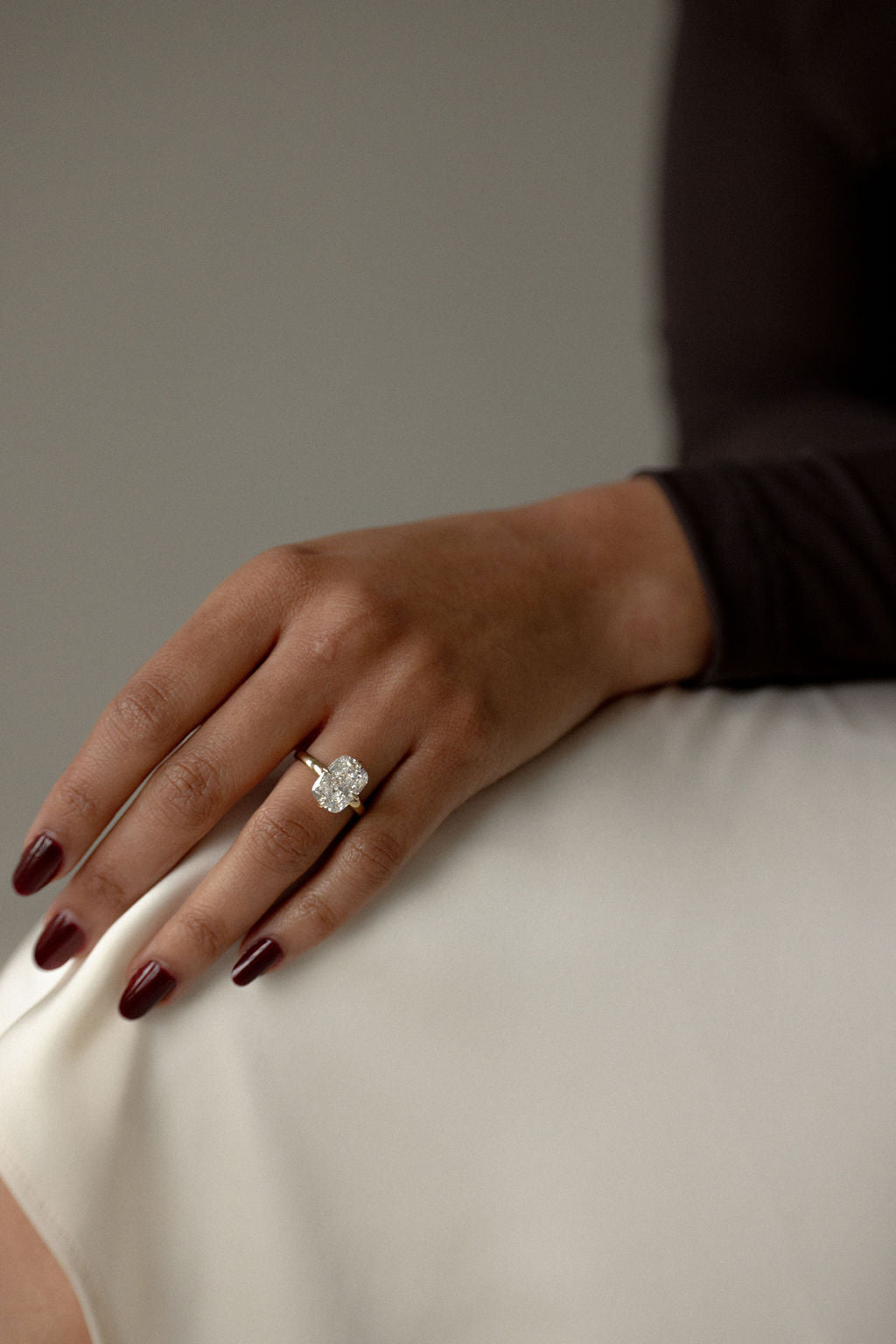 5.0CT Elongated Cushion F-VS Lab Grown Solitaire Diamond Bridal Ring Set