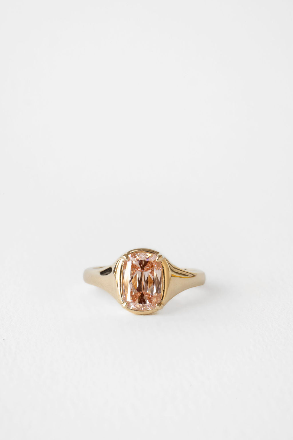 1.90CT Mine Cut Elongated Cushion F-VS Lab Grown Pink Champagne Diamond Bridal Ring Set