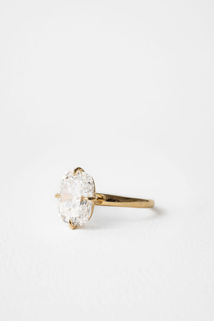 5.0CT Elongated Cushion F-VS Lab Grown Solitaire Diamond Bridal Ring Set