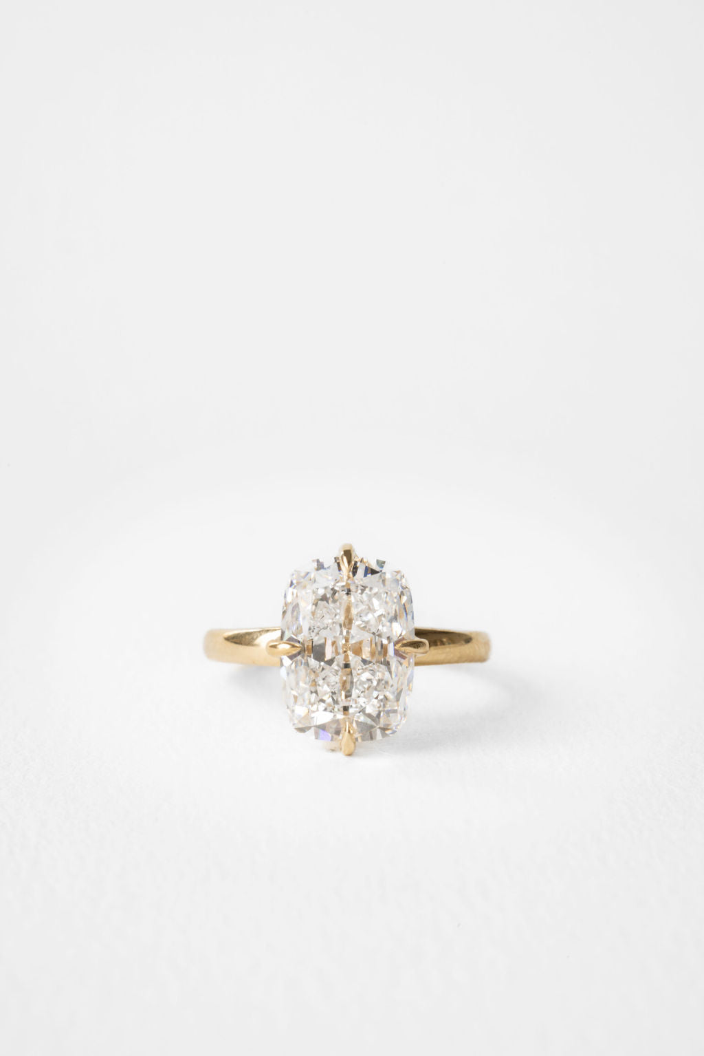 5.0CT Elongated Cushion F-VS Lab Grown Solitaire Diamond Bridal Ring Set