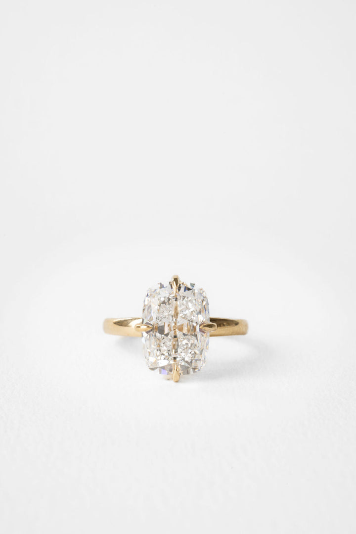 5.0CT Elongated Cushion F-VS Lab Grown Solitaire Diamond Bridal Ring Set