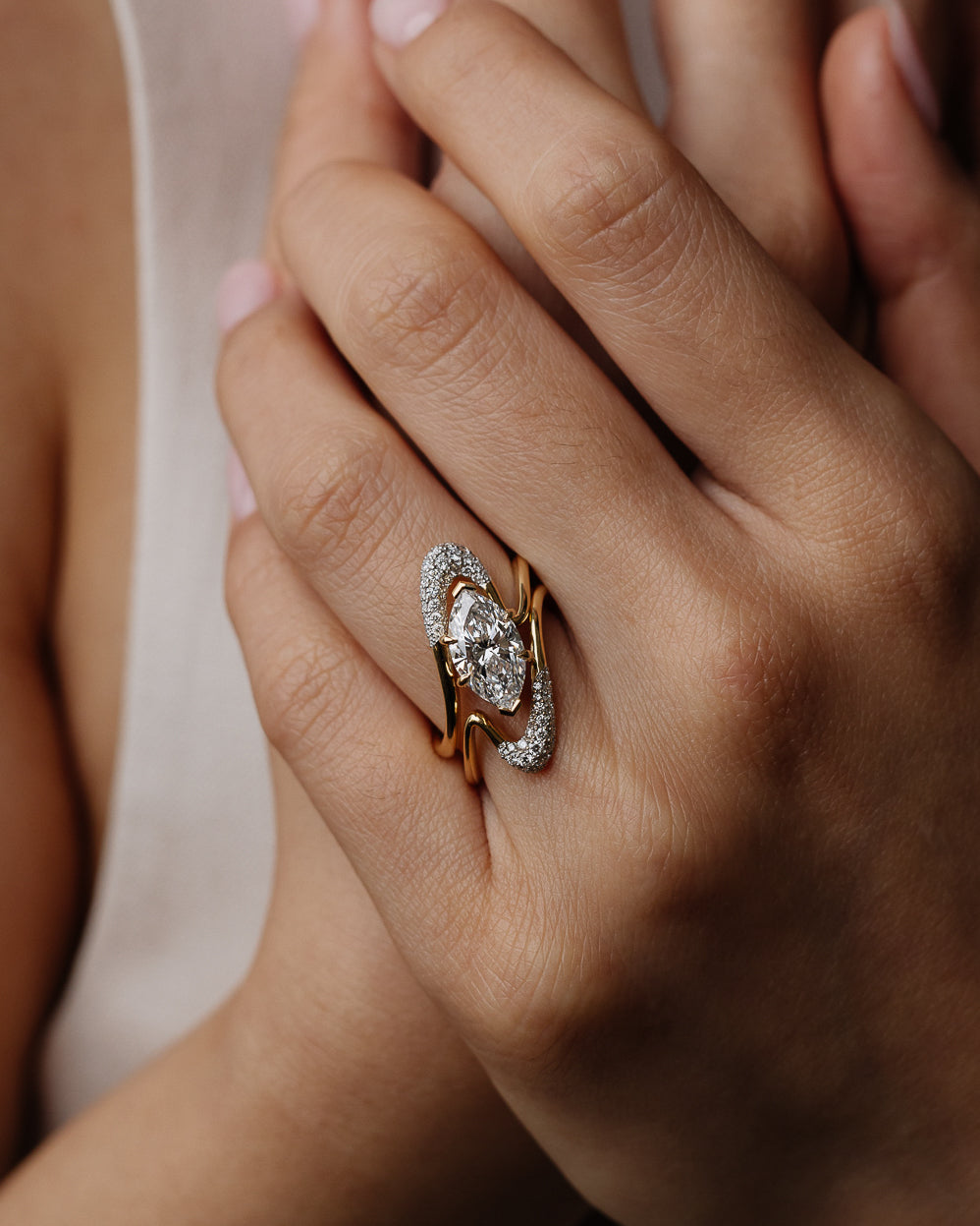 1.50CT-2.50CT Marquise Cut Diamond Unique Pave Engagement Ring