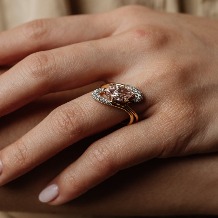 1.50CT-2.50CT Pink Marquise Lab Grown Diamond Unique Engagement Ring