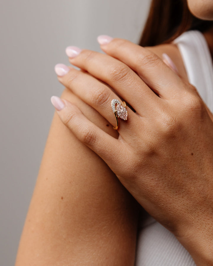 1.50CT-2.50CT Pink Marquise Lab Grown Diamond Unique Engagement Ring