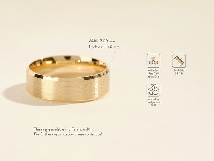 7.0mm Beveled Edge Men's Gold Wedding Band