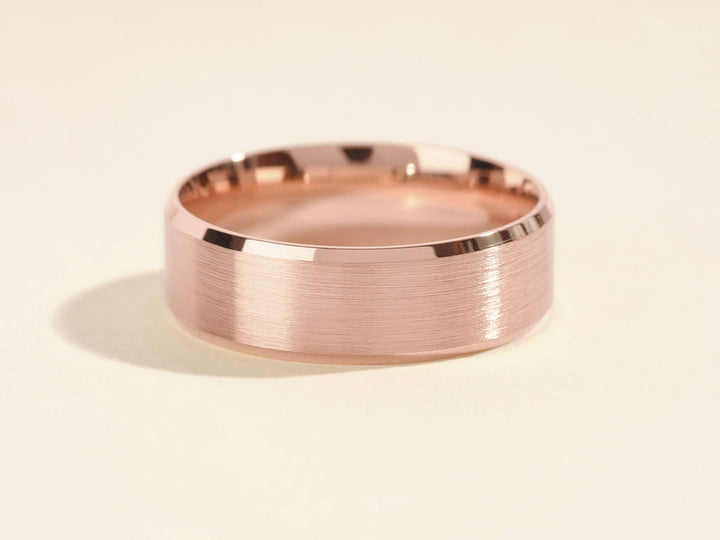7.0mm Beveled Edge Men's Gold Wedding Band
