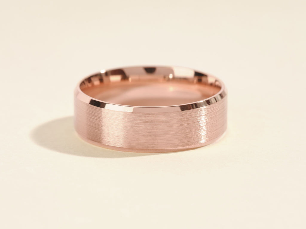 7mm Matte Brushed Beveled Edge Men's Wedding Band