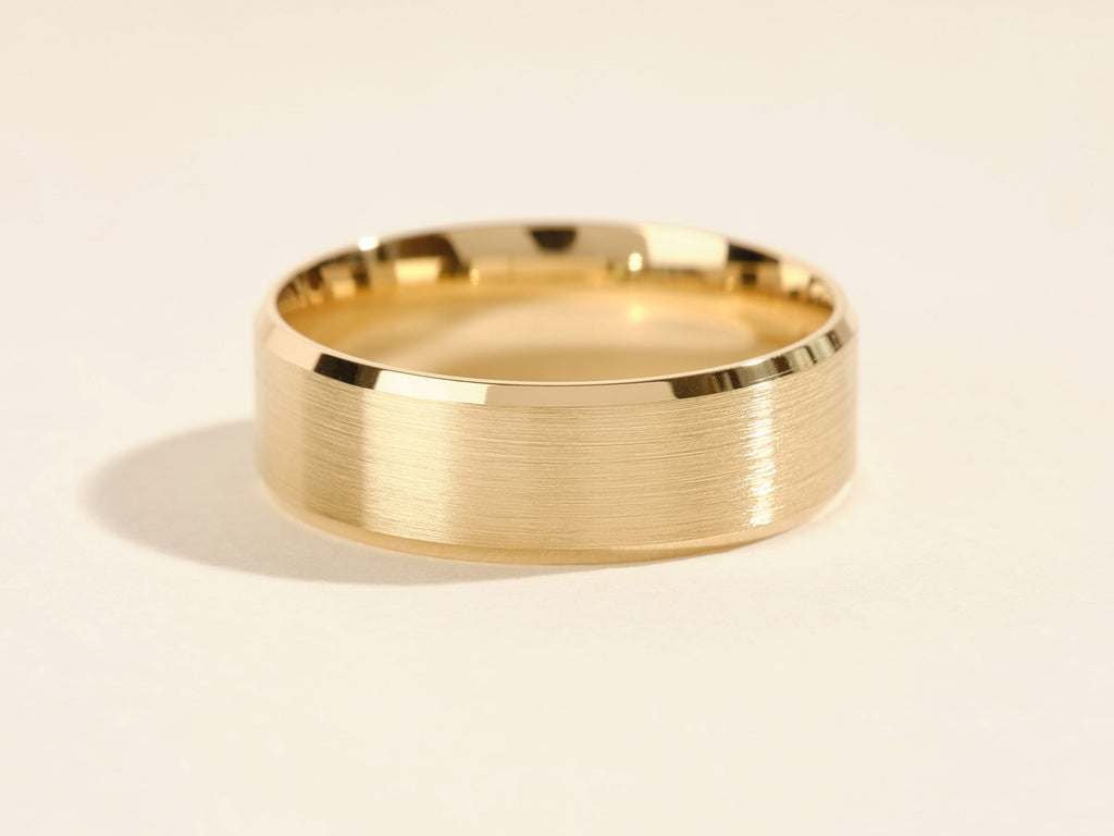 7.0mm Beveled Edge Men's Gold Wedding Band