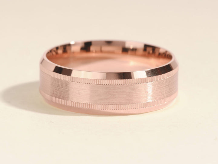 7.0mm Milgrain & Beveled Edge Wedding Band For Him