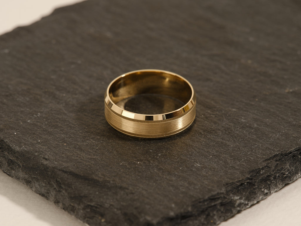 7.0mm Milgrain & Beveled Edge Wedding Band For Him