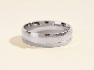 6.0mm Grooved Men's Wedding Band with Ice Matte Finish