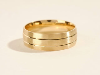 7.0mm Double-Grooved Men's Gold Wedding Band