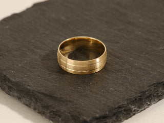 7.0mm Double-Grooved Men's Gold Wedding Band