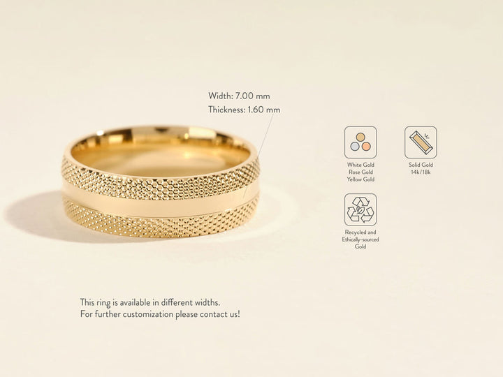 7.0mm Mid-Beveled Classic Accents Men's Wedding Band