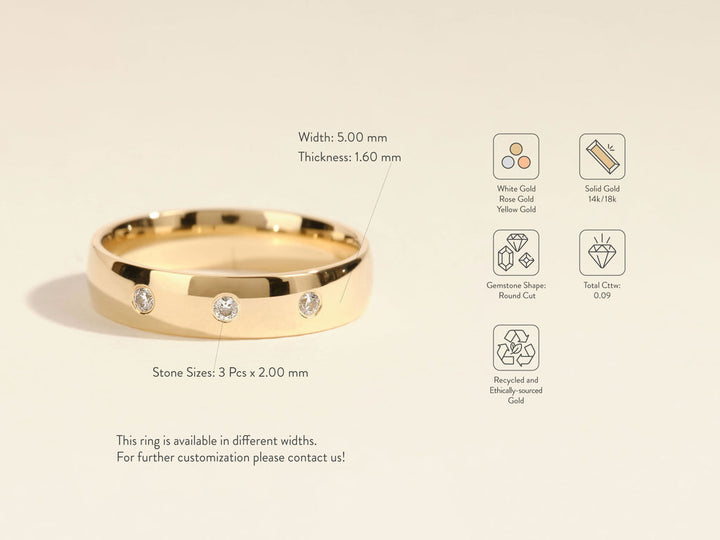 5mm Flush Lab Grown Round Men's Wedding Band Anniversary Gift