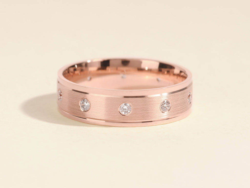 0.30CT Round Cut Ten-Stone Eternity Lab Grown Diamond Drop Brushed Men's Wedding Band