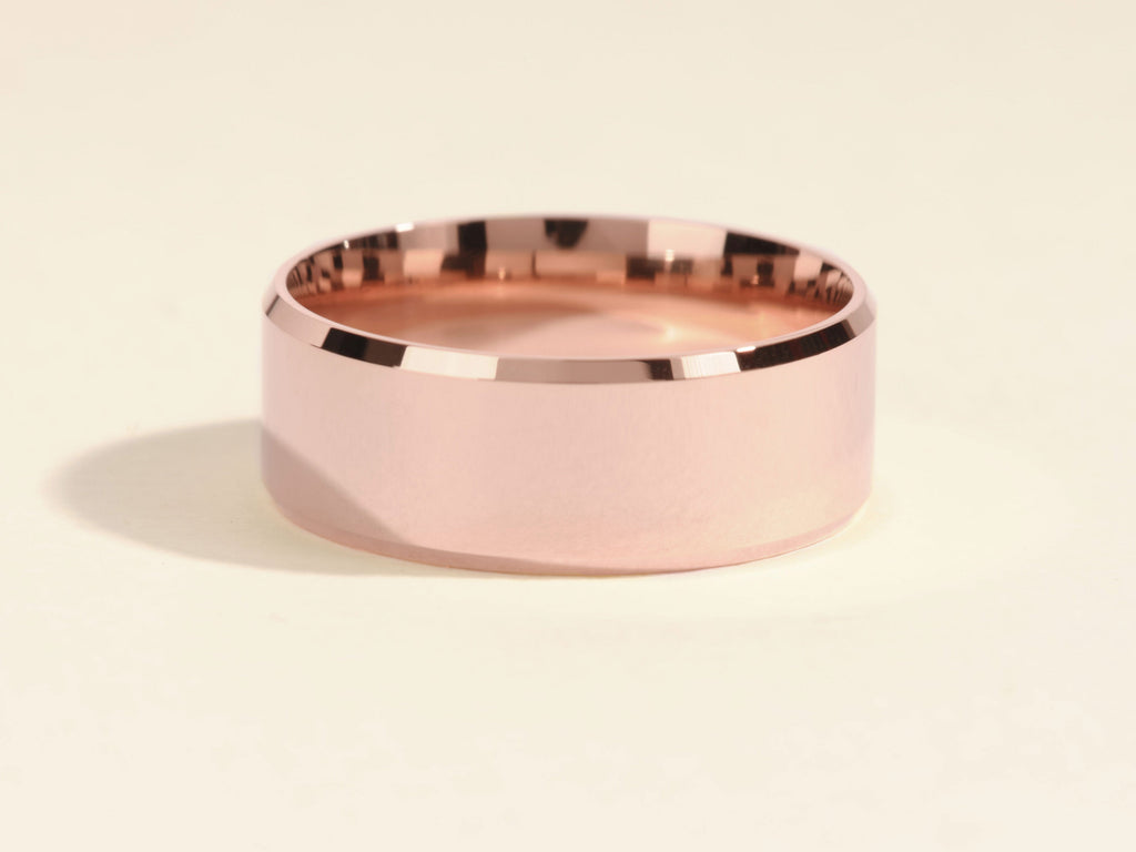 8mm Polished Beveled Edge Men's Wedding Band