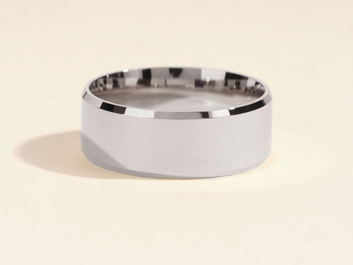 8mm Polished Beveled Edge Men's Wedding Band