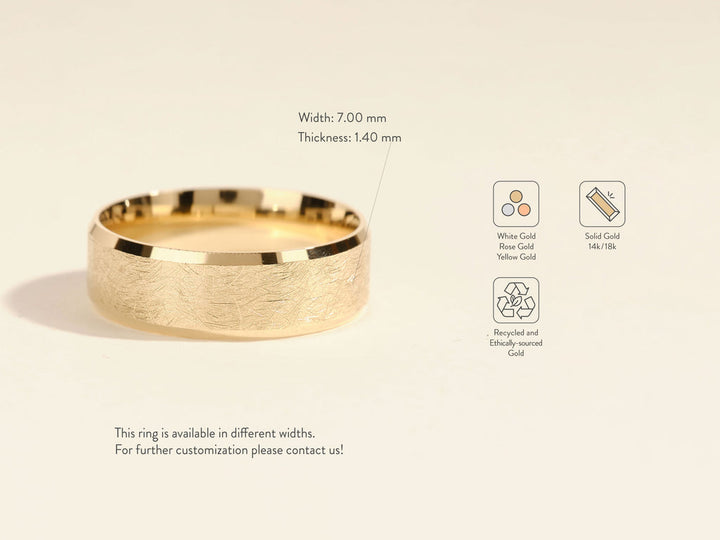 7mm Ice Matte Brushed Beveled Edge Men's Wedding Band