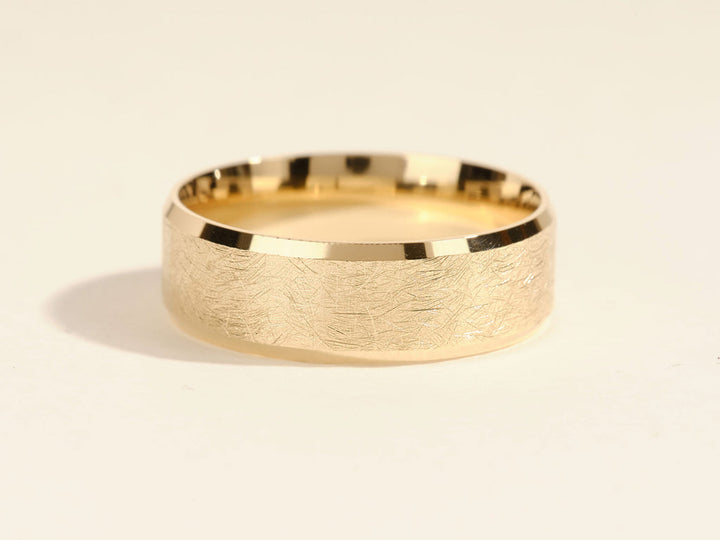 7mm Ice Matte Brushed Beveled Edge Men's Wedding Band