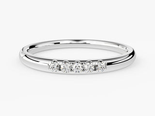 Round Cut Five Stone CVD EF/VVS Minimalist Diamond Wedding Band