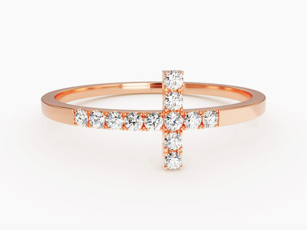 Round Cut Cross CVD EF/VVS Diamond Wedding Band - Doozy Diamonds