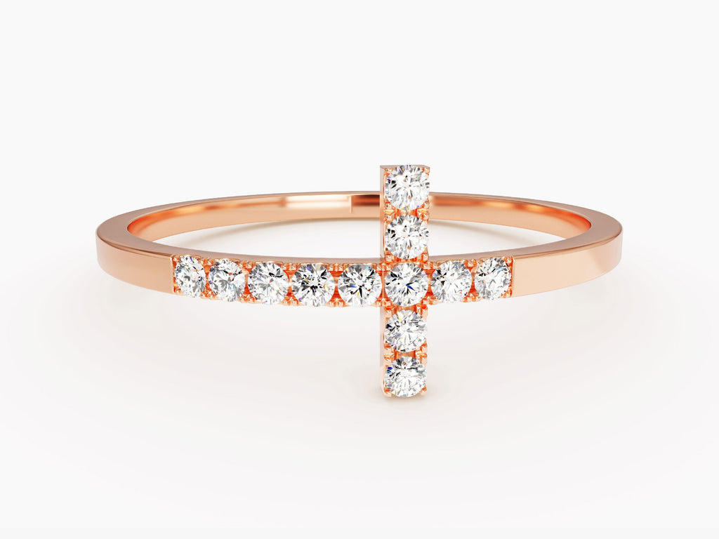 Round Cut Cross CVD EF/VVS Diamond Wedding Band