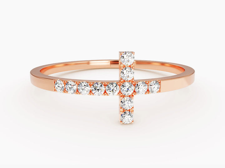 Round Cut Cross CVD EF/VVS Diamond Wedding Band