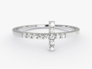 Round Cut Cross CVD EF/VVS Diamond Wedding Band