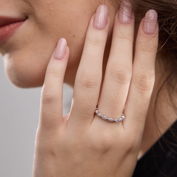 Marquise FG-VS2 Lab Grown Diamond Floating Wedding Band