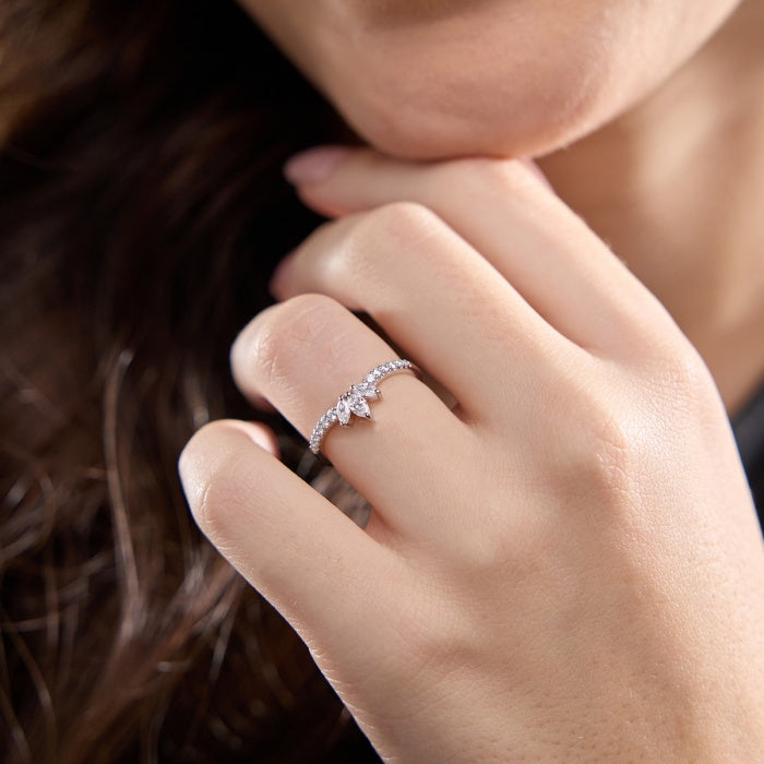 Marquise & Round FG-VS2 Lab Grown Diamond Chevron Wedding Band