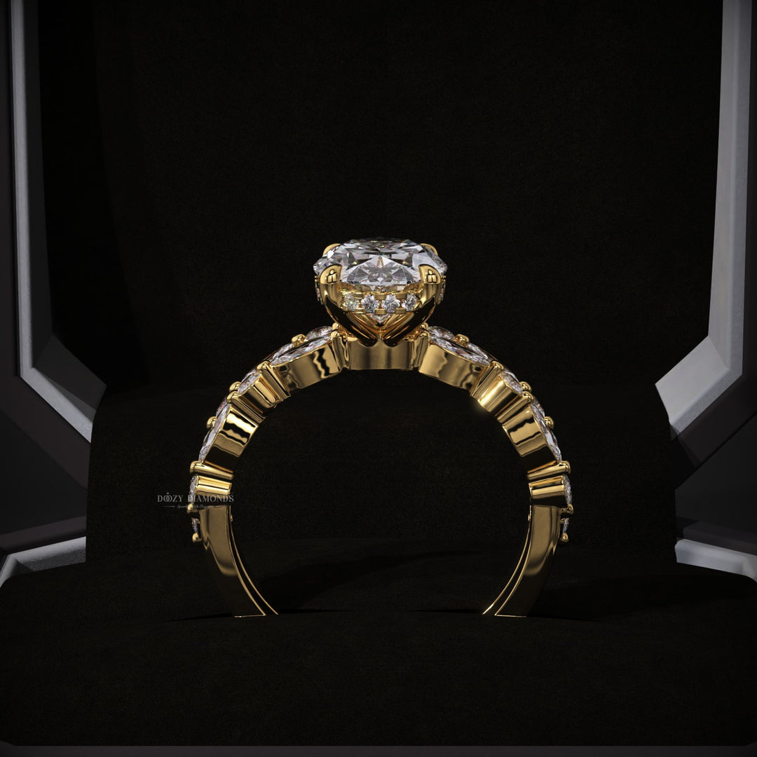 Modern Romantic Ring
Eco Friendly Engagement
Marquise Shaped Pavé
Delicate Diamond Band
IGI Certified Lab Diamond