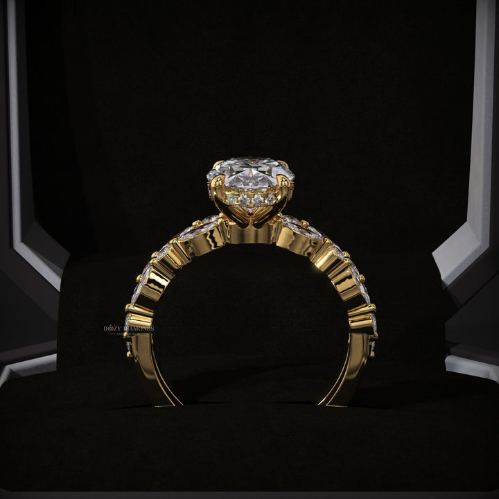 Modern Romantic Ring
Eco Friendly Engagement
Marquise Shaped Pavé
Delicate Diamond Band
IGI Certified Lab Diamond