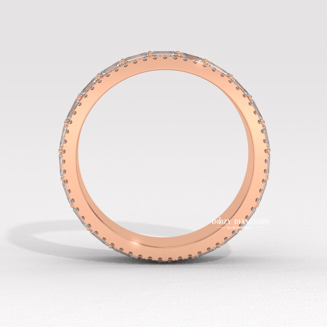 Solid gold bridal band
Baguette round eternity
Lab created diamond band