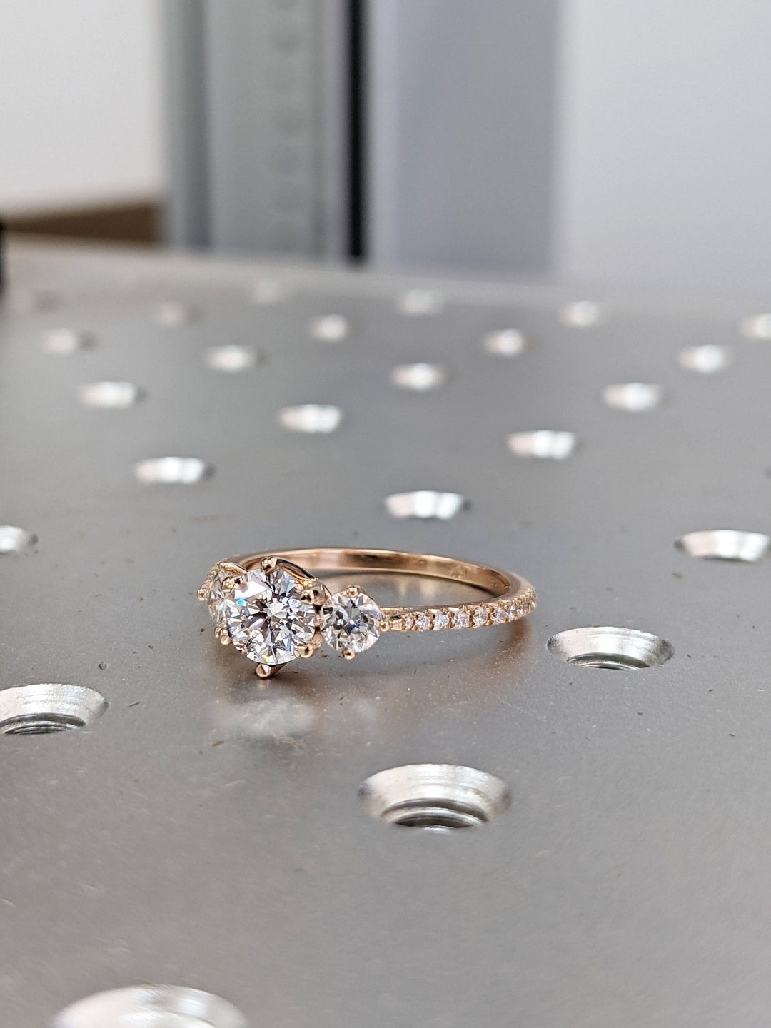 Luxury round diamond engagement ring with side stones