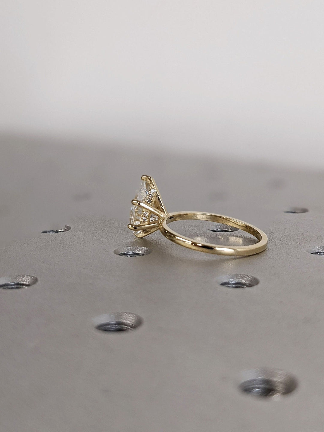 Luxury pear cut hidden halo diamond ring for her