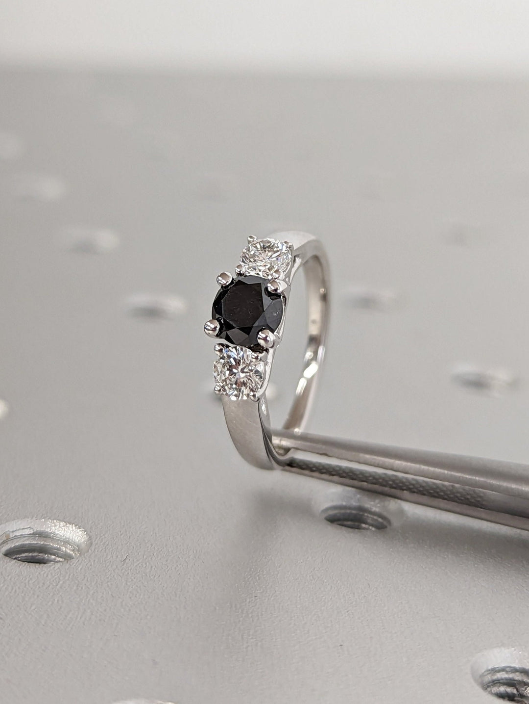 Women's fine diamond jewelry ring with three stone setting