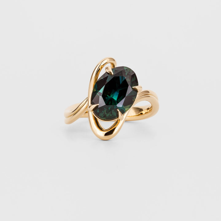 1.50CT-2.50CT Oval  Australian teal sapphire Diamond Engagement Ring